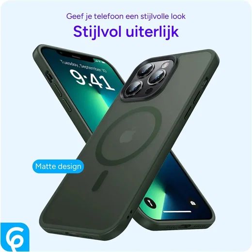 Apple iPhone 13 Pro Hoesje met MagSafe Back Cover Matte Donkergroen afbeelding 8