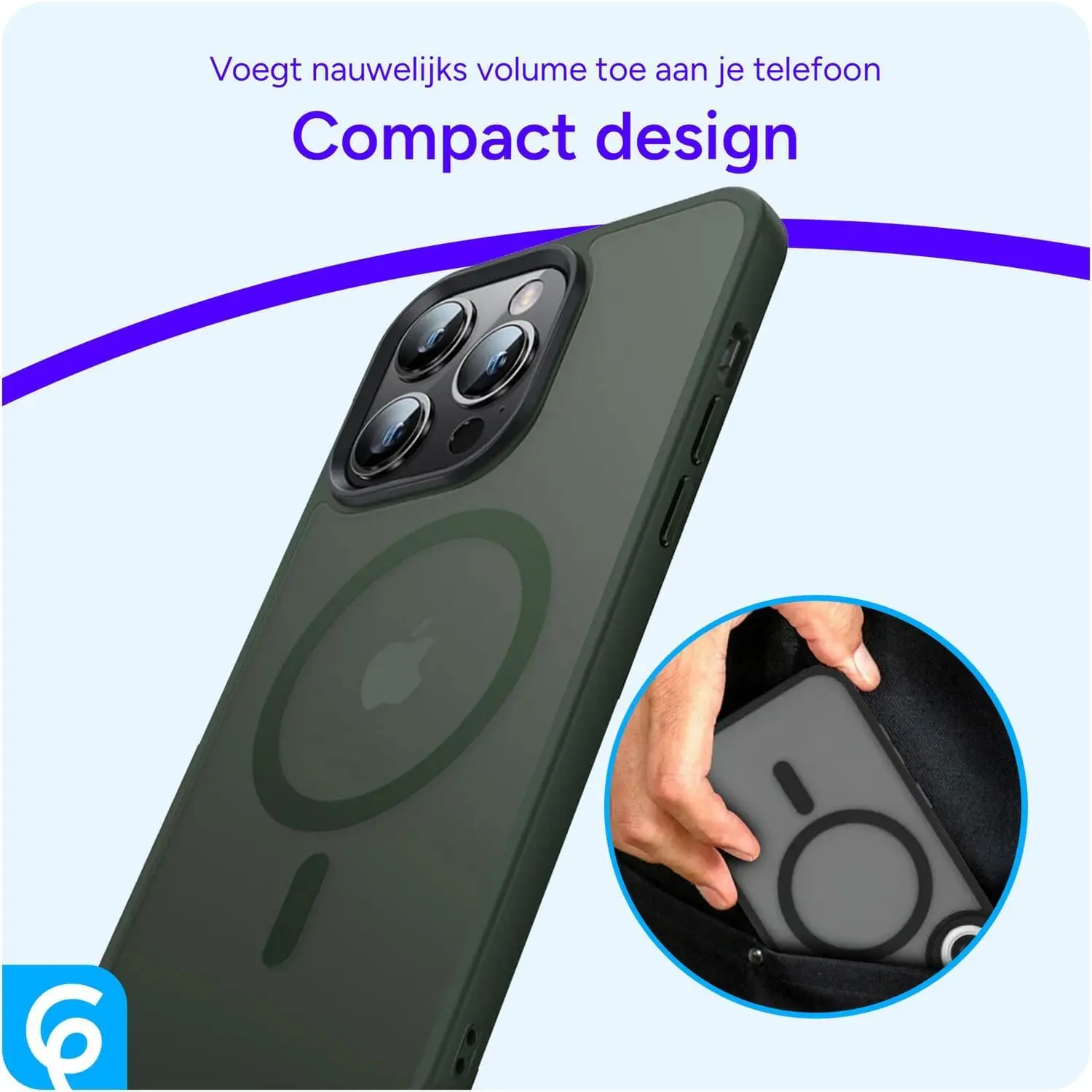 Apple iPhone 13 Pro Hoesje met MagSafe Back Cover Matte Donkergroen afbeelding 10