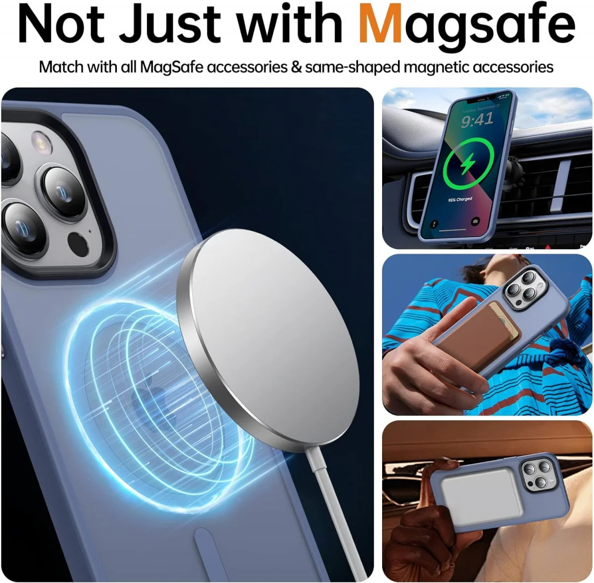 Apple iPhone 13 Pro Hoesje met MagSafe Matte Back Cover Blue afbeelding 4