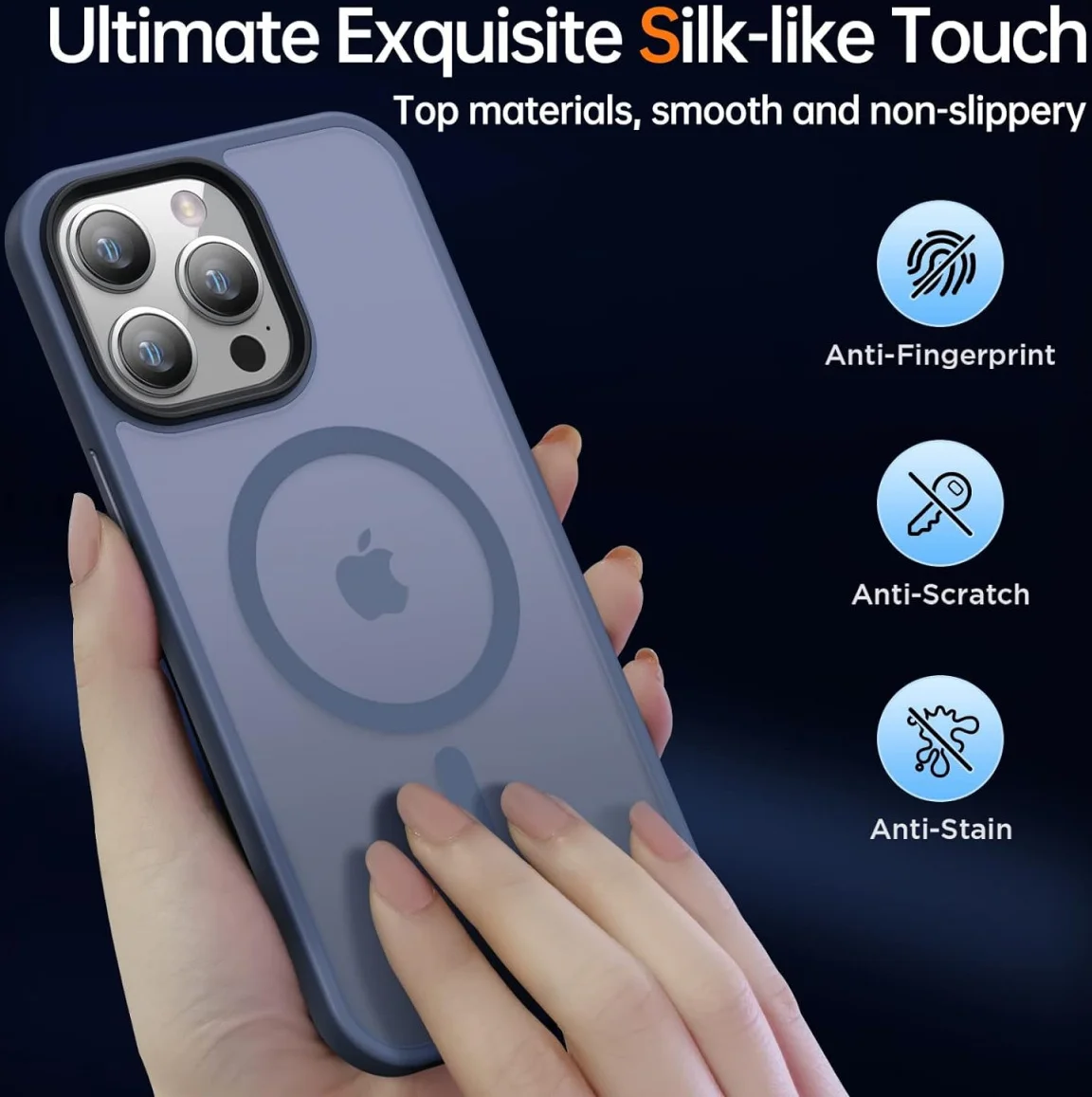 Apple iPhone 13 Pro Hoesje met MagSafe Matte Back Cover Blue afbeelding 5