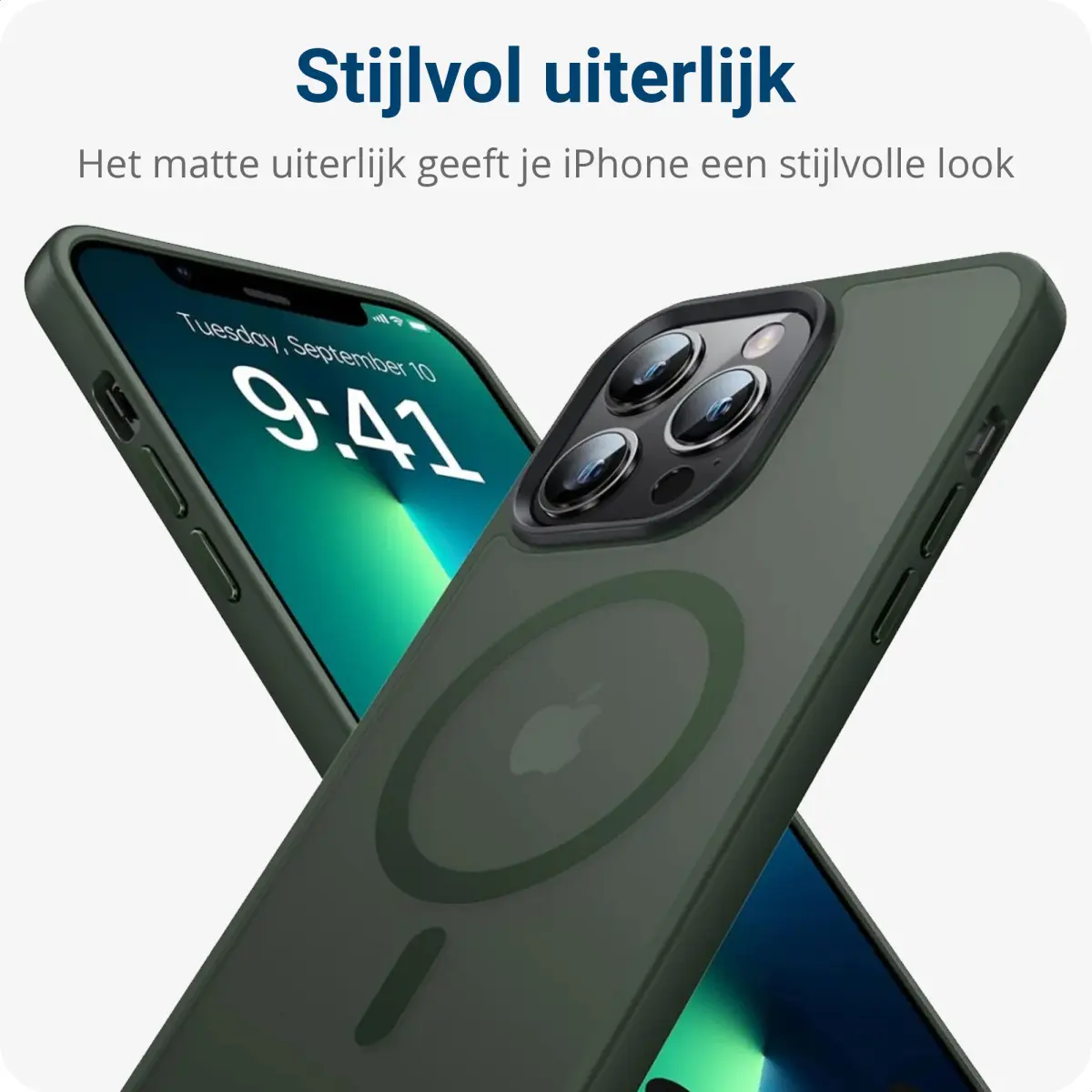 Apple iPhone 13 Pro Max Hoesje met MagSafe Matte Donkergroen afbeelding 4