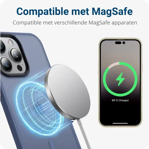 Apple iPhone 13 Pro Max Hoesje met MagSafe Matte Blauw afbeelding 4