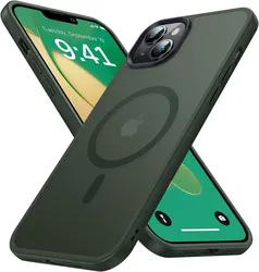 Apple iPhone 14 Hoesje met MagSafe Back Cover Matte Donkergroen afbeelding