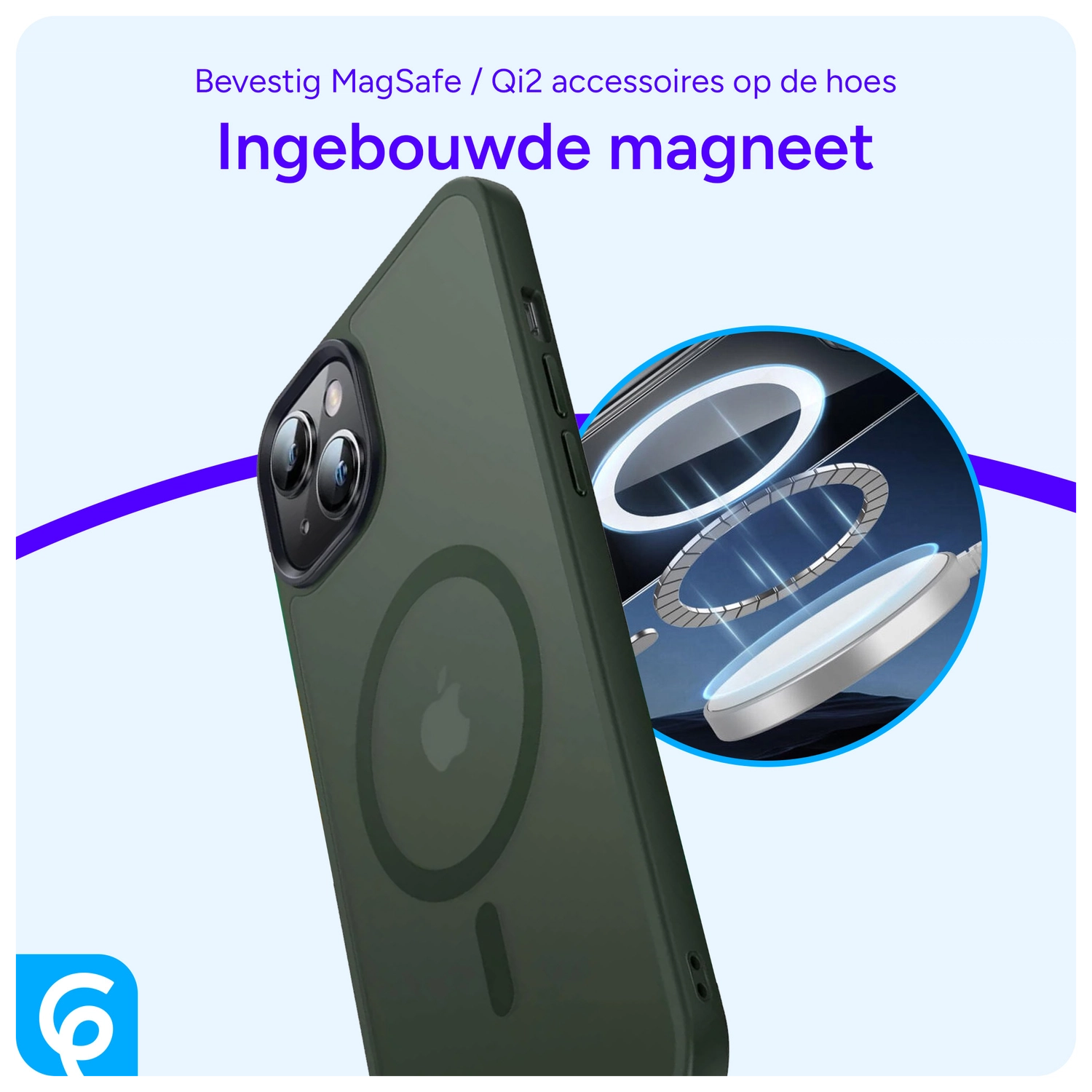 Apple iPhone 14 Hoesje met MagSafe Back Cover Matte Donkergroen afbeelding 5