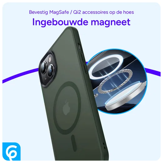 Apple iPhone 14 Hoesje met MagSafe Back Cover Matte Donkergroen afbeelding 5