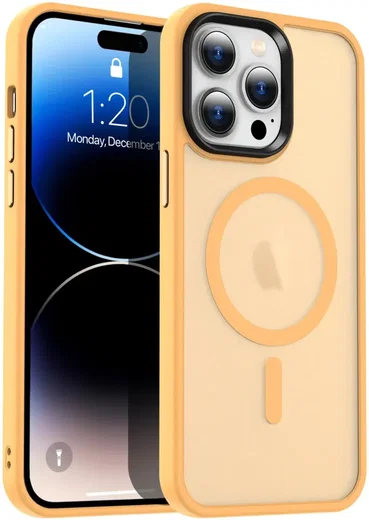 Apple iPhone 14 Pro Hoesje met MagSafe Back Cover Matte Oranje afbeelding 8