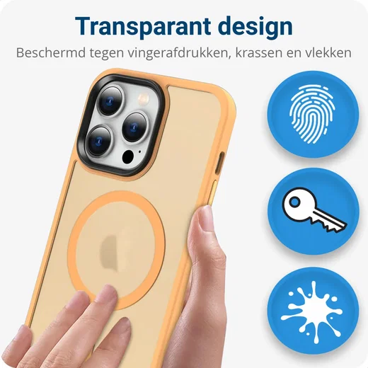 Apple iPhone 14 Pro Hoesje met MagSafe Back Cover Matte Oranje afbeelding 4