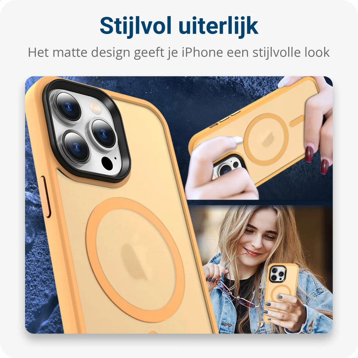 Apple iPhone 14 Pro Hoesje met MagSafe Back Cover Matte Oranje afbeelding 5