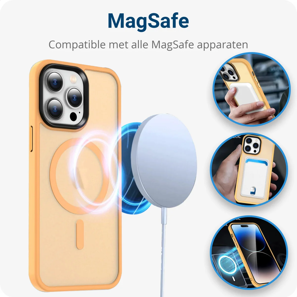 Apple iPhone 14 Pro Hoesje met MagSafe Back Cover Matte Oranje afbeelding 7