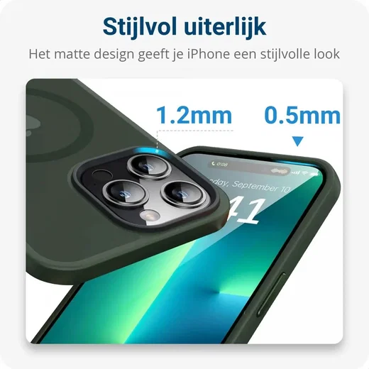 Apple iPhone 14 Pro Hoesje met MagSafe Back Cover Matte Donkergroen afbeelding 7
