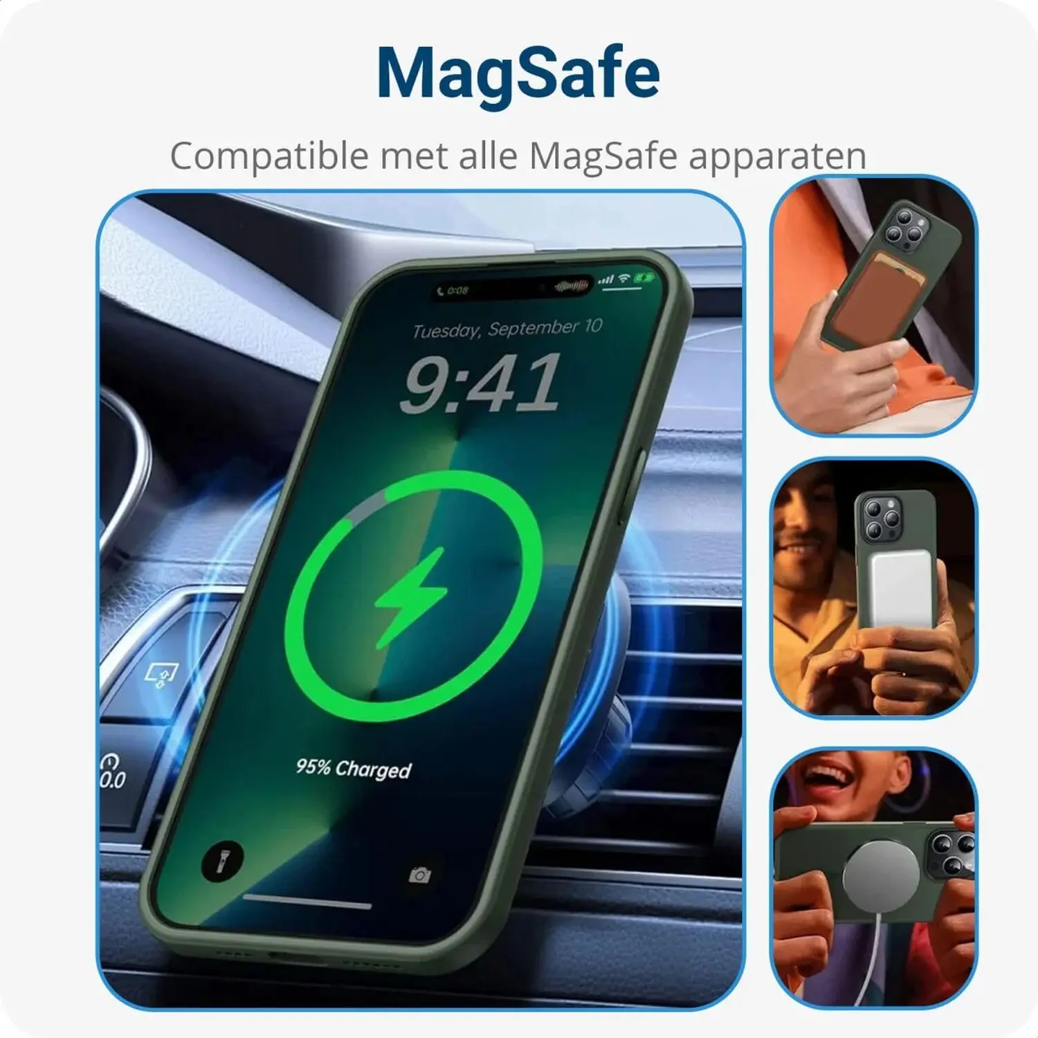 Apple iPhone 14 Pro Hoesje met MagSafe Back Cover Matte Donkergroen afbeelding 9