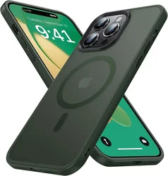 Apple iPhone 14 Pro Hoesje met MagSafe Back Cover Matte Donkergroen afbeelding