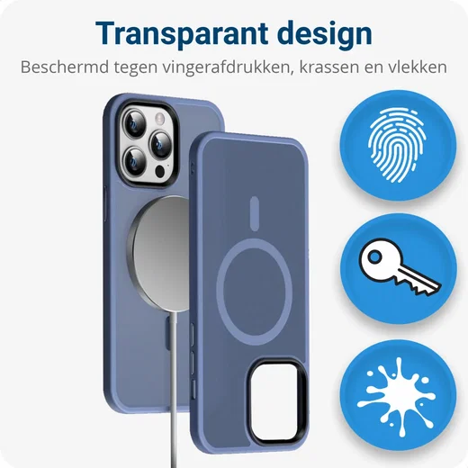 Apple iPhone 14 Pro Hoesje met MagSafe Back Cover Matte Blauw afbeelding 4