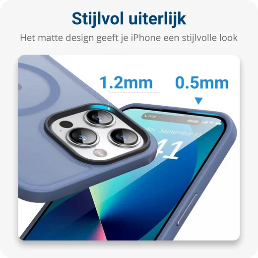 Apple iPhone 14 Pro Hoesje met MagSafe Back Cover Matte Blauw afbeelding 7