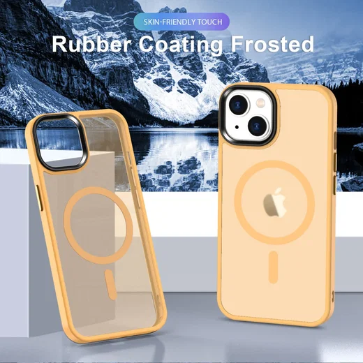 Apple iPhone 14 Plus Hoesje met MagSafe Back Cover Matte Oranje afbeelding 7