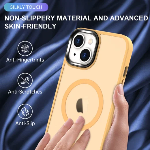 Apple iPhone 14 Plus Hoesje met MagSafe Back Cover Matte Oranje afbeelding 8