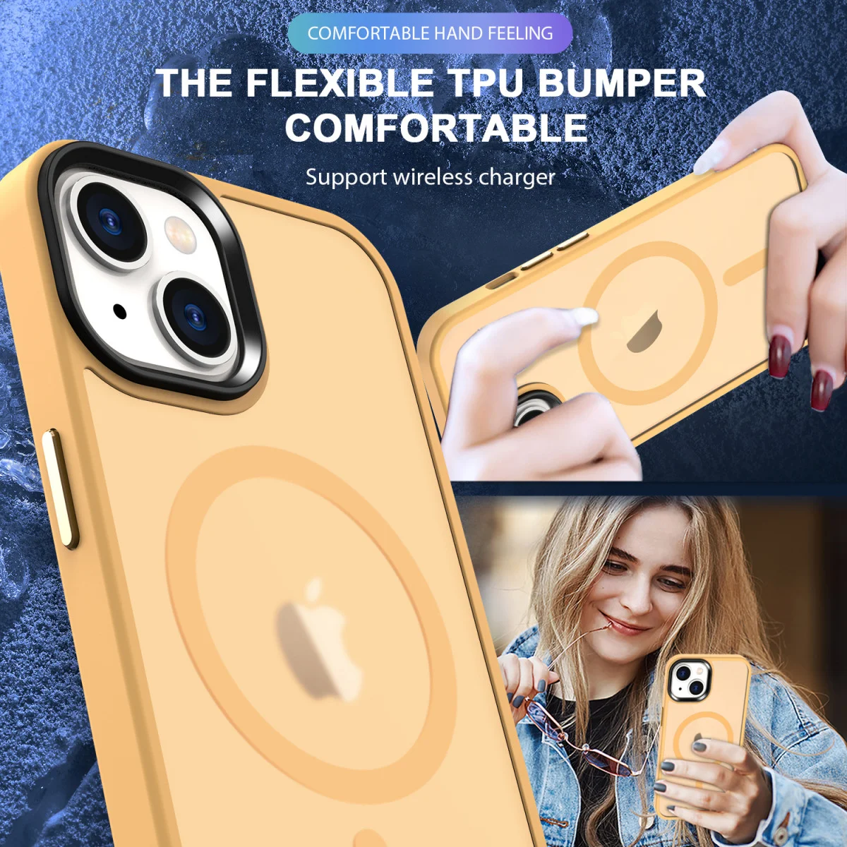 Apple iPhone 14 Plus Hoesje met MagSafe Back Cover Matte Oranje afbeelding 9