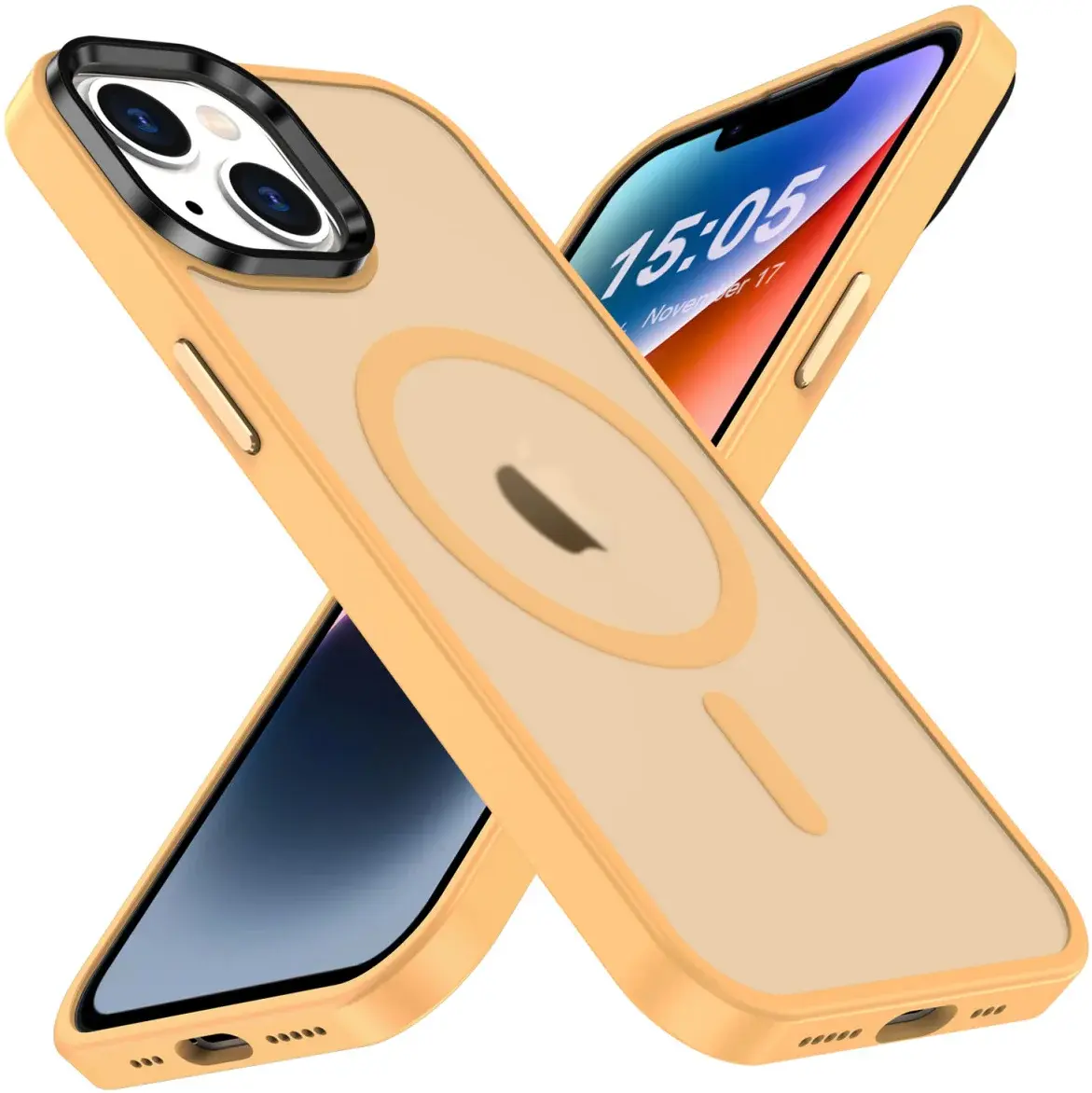 Apple iPhone 14 Plus Hoesje met MagSafe Back Cover Matte Oranje afbeelding 1