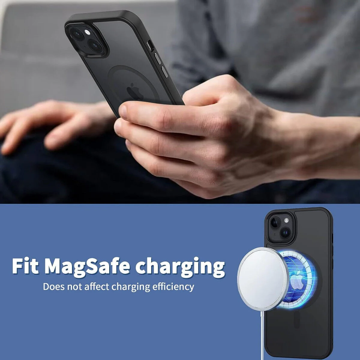 Apple iPhone 14 Plus Hoesje met MagSafe Back Cover Matte Zwart afbeelding 4