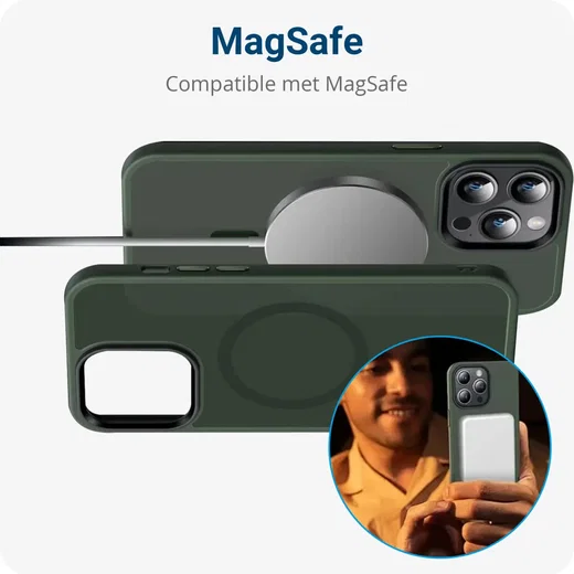 Apple iPhone 14 Pro Max Hoesje met MagSafe Back Cover Matte Green afbeelding 2