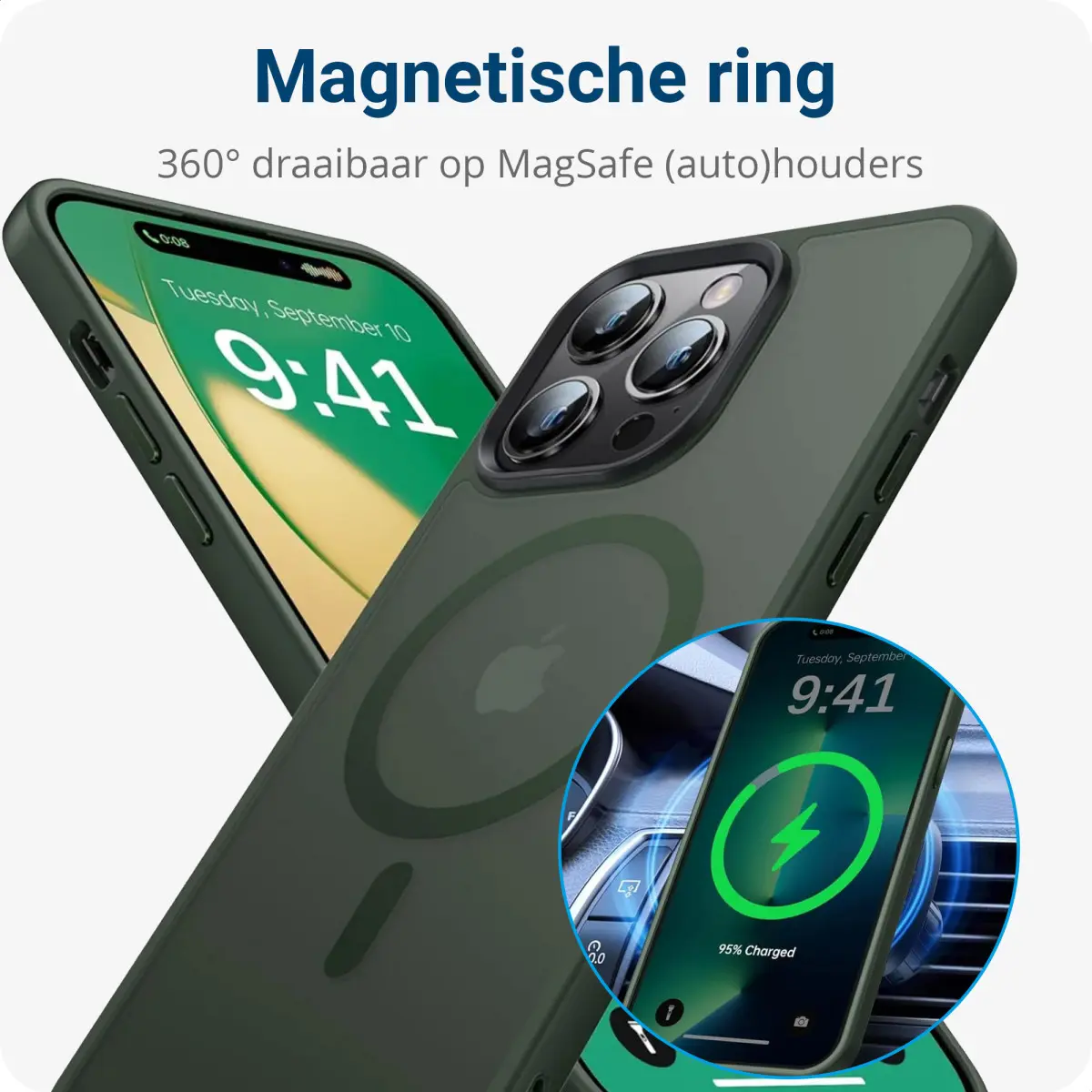 Apple iPhone 14 Pro Max Hoesje met MagSafe Back Cover Matte Green afbeelding 5