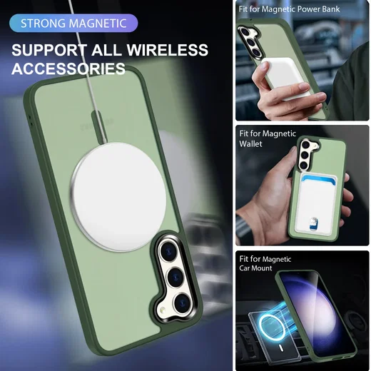 Samsung Galaxy S23 Plus Hoesje met MagSafe Matte Green afbeelding 2
