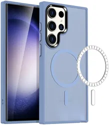 Samsung Galaxy S23 Ultra Hoesje met MagSafe Matte Blauw afbeelding