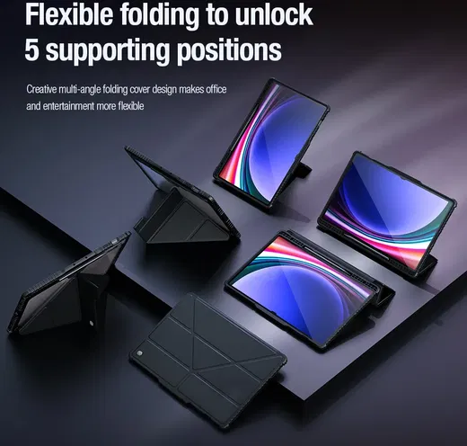 Nillkin Bumper Samsung Tab S9 Ultra Book Case met Camera Slider Zwart afbeelding 3