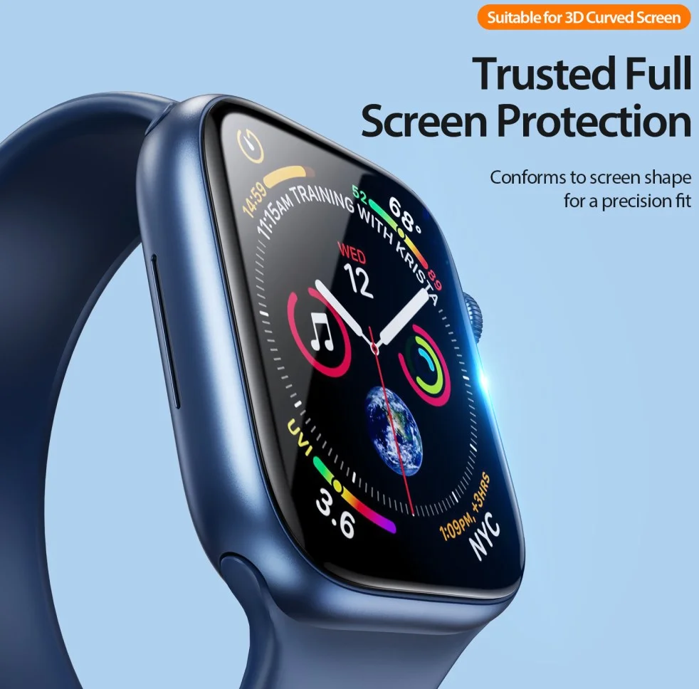 Dux Ducis Apple Watch 4/5/6/SE 44MM Screenprotector Folie (2-Pack) Zwart afbeelding 3
