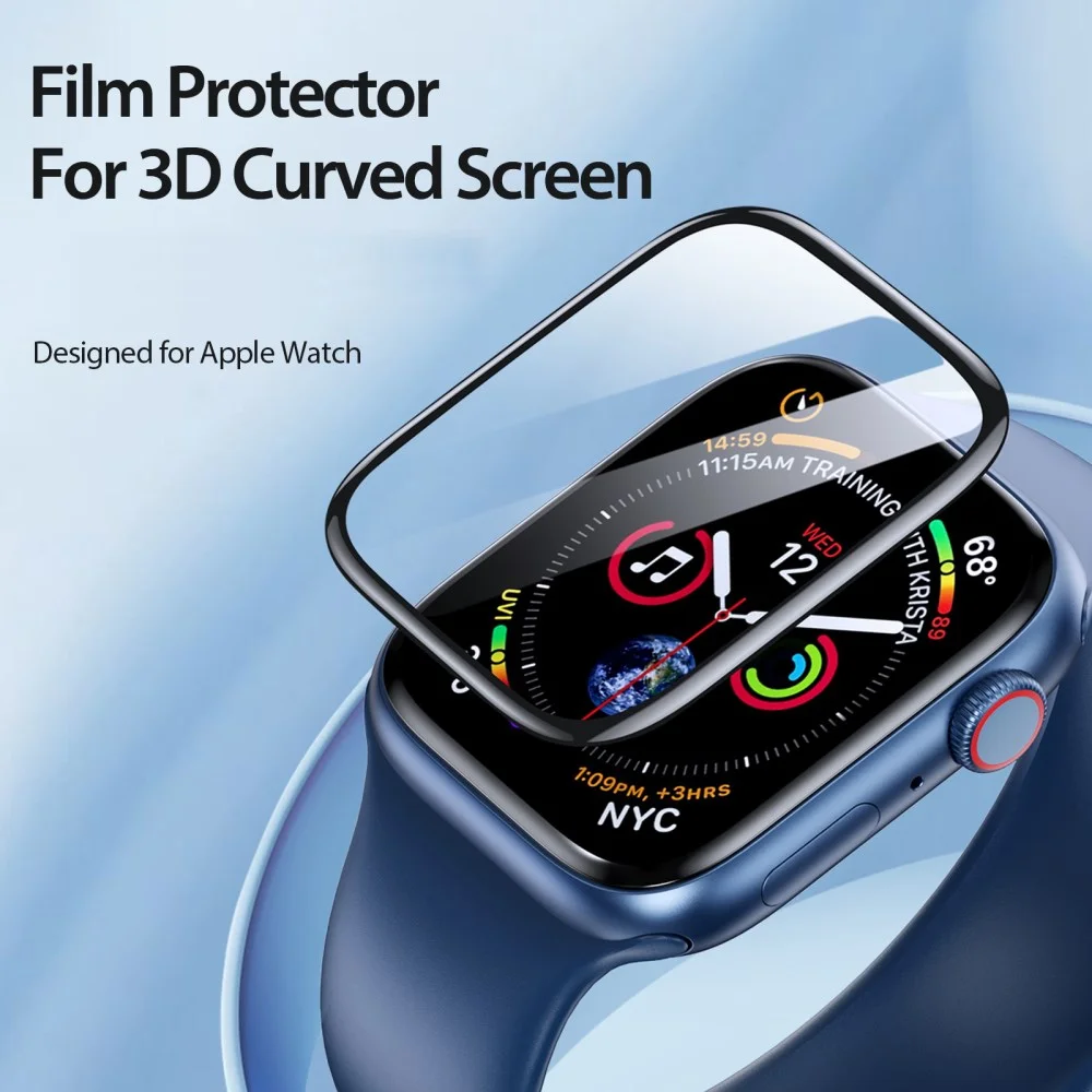 Dux Ducis Apple Watch 4/5/6/SE 44MM Screenprotector Folie (2-Pack) Zwart afbeelding 5