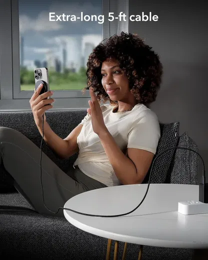 ESR HaloLock Mini MagSafe / Qi2 15W Draadloze Oplader 1.5M Kabel Two Pack Zwart afbeelding 7