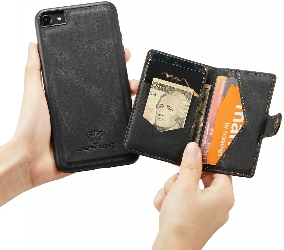 CaseMe JH-01 iPhone SE 2020/2022 Hoesje Magnetische Kaarthouder Zwart afbeelding 4