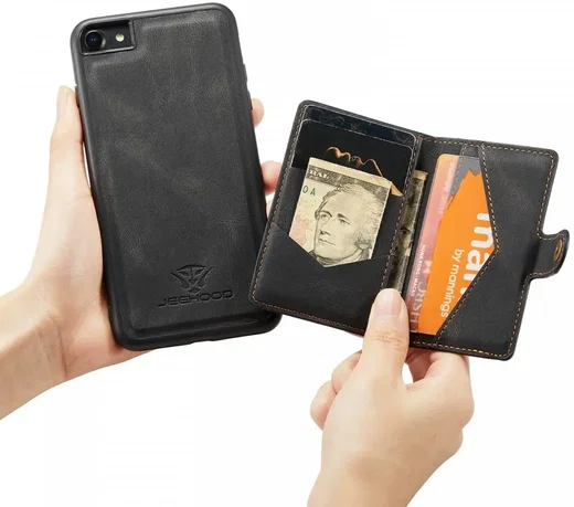 CaseMe JH-01 iPhone SE 2020/2022 Hoesje Magnetische Kaarthouder Zwart afbeelding 4