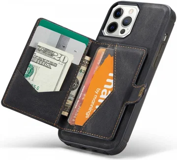 CaseMe JH-01 iPhone 12/12Pro Hoesje met Magnetische Kaarthouder Zwart