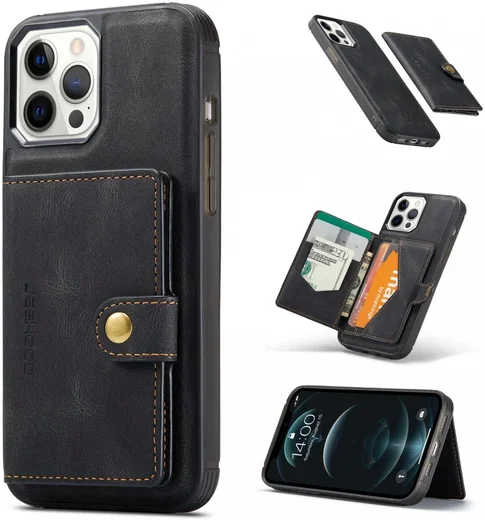 CaseMe JH-01 iPhone 12/12Pro Hoesje met Magnetische Kaarthouder Zwart afbeelding 10