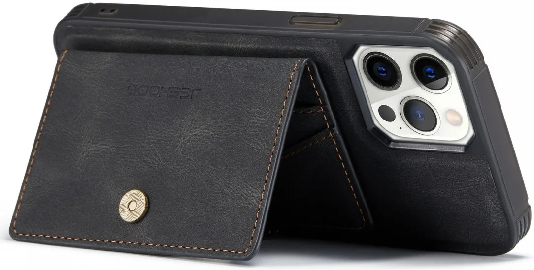 CaseMe JH-01 iPhone 12/12Pro Hoesje met Magnetische Kaarthouder Zwart afbeelding 14