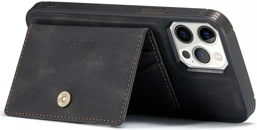 CaseMe JH-01 iPhone 12/12Pro Hoesje met Magnetische Kaarthouder Zwart afbeelding 14