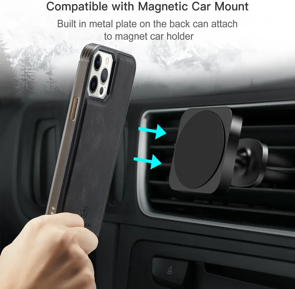 CaseMe JH-01 iPhone 12/12Pro Hoesje met Magnetische Kaarthouder Zwart afbeelding 6