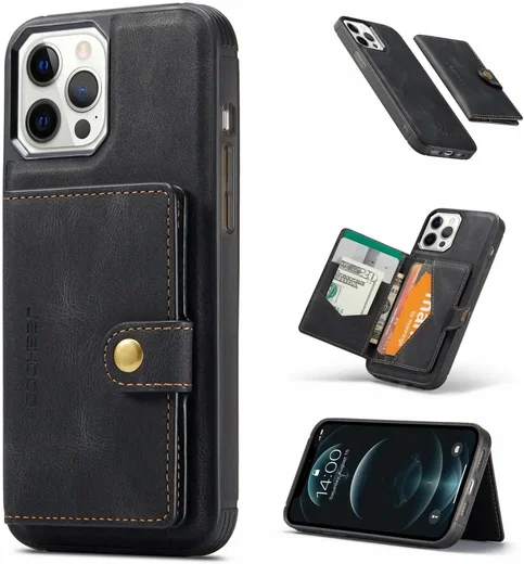 CaseMe JH-01 Apple iPhone 13 Hoesje met Magnetische Kaarthouder Zwart afbeelding 4