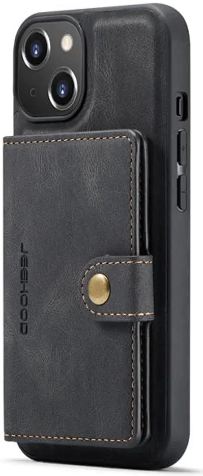 CaseMe JH-01 Apple iPhone 13 Hoesje met Magnetische Kaarthouder Zwart afbeelding 1