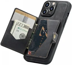 CaseMe JH-01 Apple iPhone 13 Pro Hoesje Magnetische Kaarthouder Zwart afbeelding