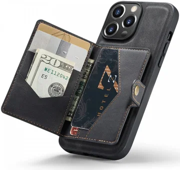 CaseMe JH-01 iPhone 14 Pro Max Hoesje Magnetische Kaarthouder Zwart