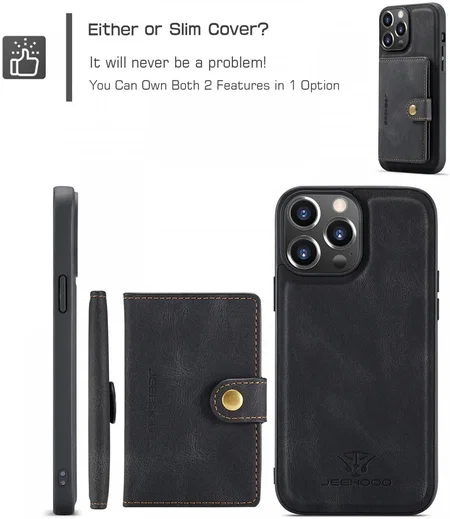 CaseMe JH-01 Apple iPhone 15 Pro Hoesje Magnetische Kaarthouder Zwart afbeelding 7