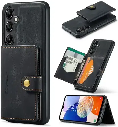 CaseMe JH-01 Samsung A14 5G Hoesje met Magnetische Kaarthouder Zwart afbeelding 2