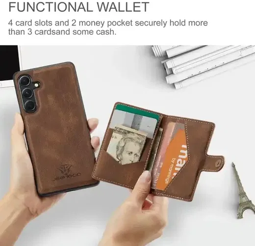 CaseMe JH-01 Samsung A14 5G Hoesje met Magnetische Kaarthouder Zwart afbeelding 3