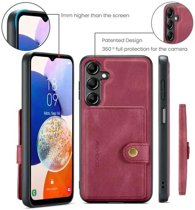 CaseMe JH-01 Samsung A14 5G Hoesje met Magnetische Kaarthouder Zwart afbeelding 7