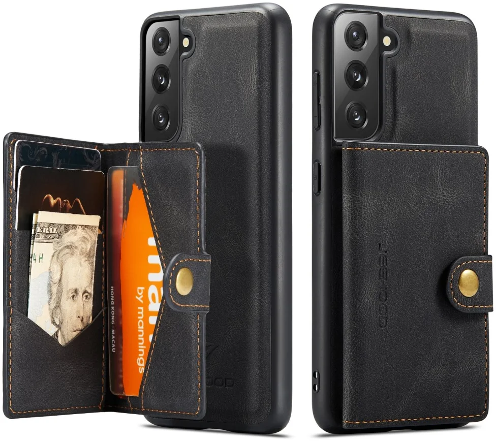 CaseMe JH-01 Samsung Galaxy S22 Hoesje Magnetische Kaarthouder Zwart afbeelding 1