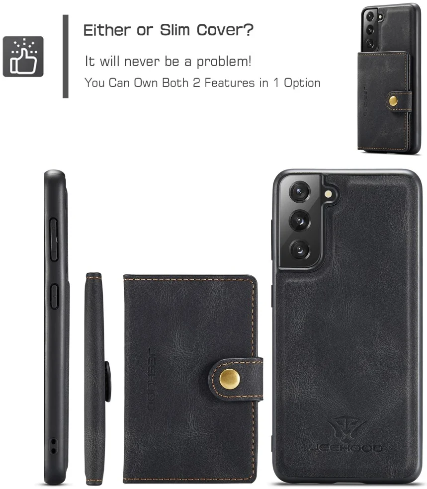CaseMe JH-01 Samsung Galaxy S22 Hoesje Magnetische Kaarthouder Zwart afbeelding 6