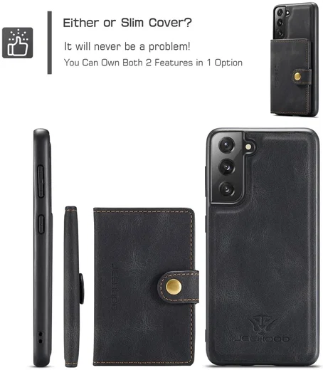 CaseMe JH-01 Samsung Galaxy S22 Hoesje Magnetische Kaarthouder Zwart afbeelding 6