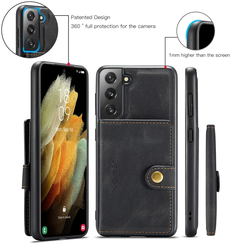 CaseMe JH-01 Samsung Galaxy S22 Hoesje Magnetische Kaarthouder Zwart afbeelding 8